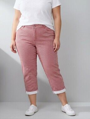 NWOT DG2 Red & White Pinstriped Crop Jeans Size 18W
